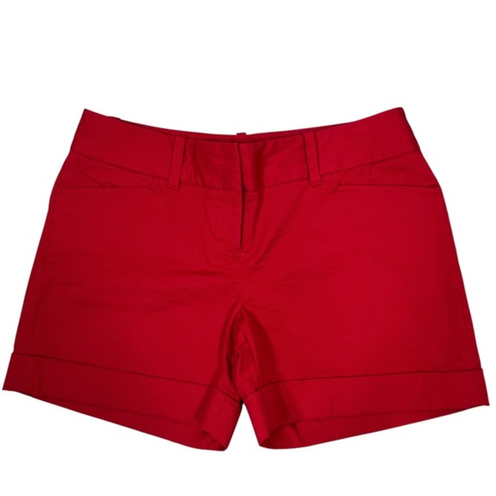 The Limited Drew Fit Shorts 4‎ Cherry Red Preppy Cuffed Chino Cotton Stretch